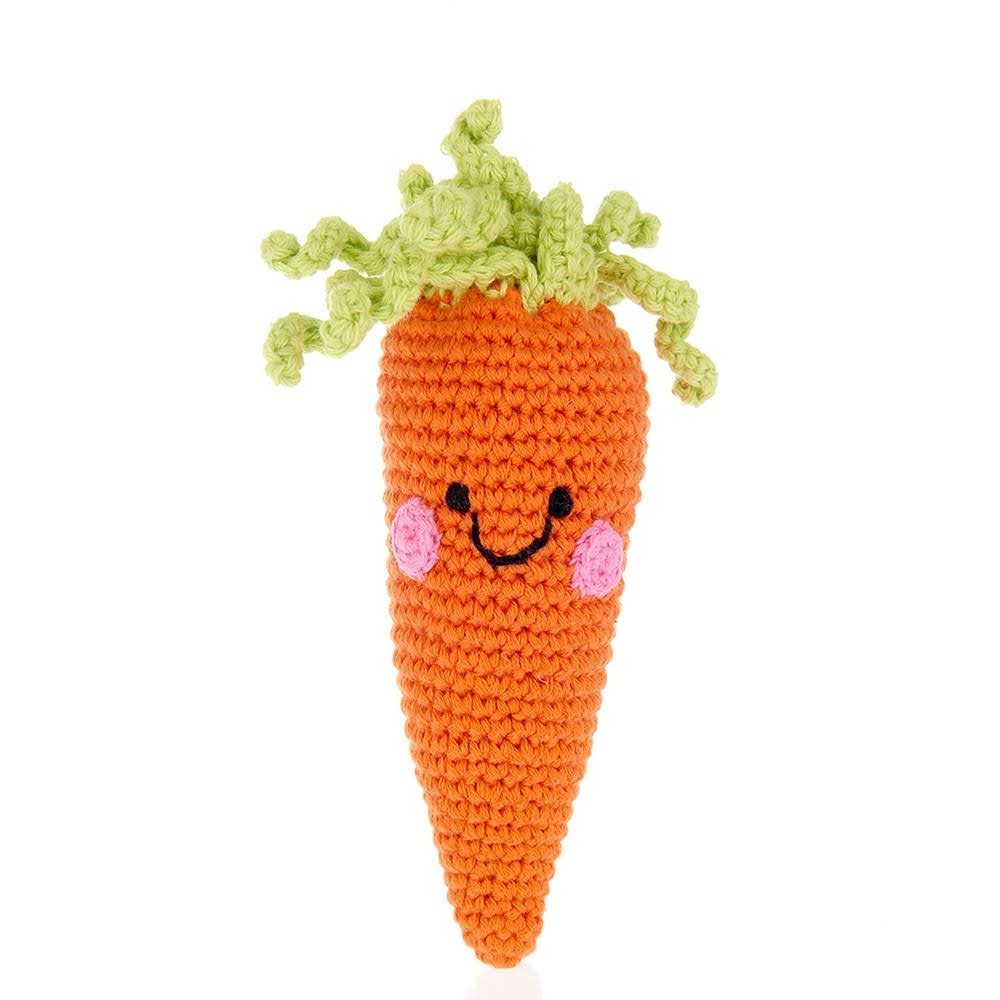 Pebble Friendly Vegetable Carrot Baby Rattle - Crochet Cotton