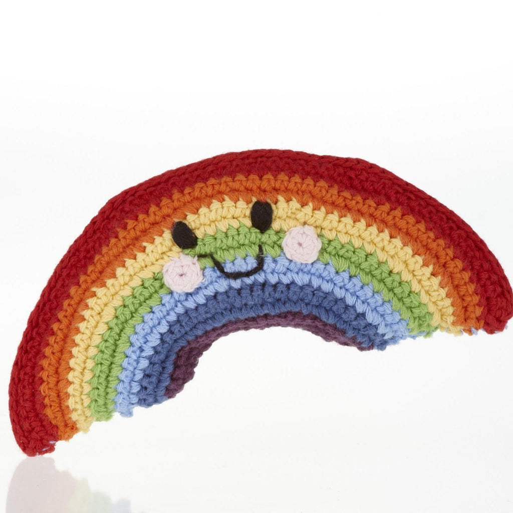 Pebble Friendly Rainbow Baby Rattle - Fair Trade Crotchet Cotton