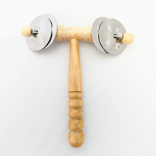 Tambourine Shaker - 2 sets of jingles - wooden handle